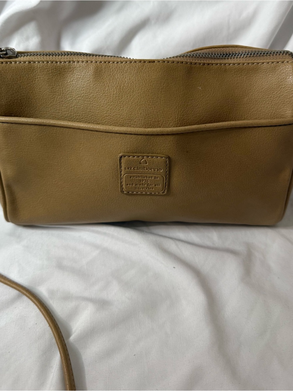 Liz Claiborne Tan Leather Crossbody Wallet Bag